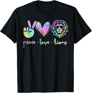 Lion Mascot Back to School Spirit Peace Love Lions Kids Mom T-Shirt
