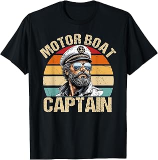 Vintage Motor Boat Captain Retro 70s 80s Sailor Boating Mens T-Shirt