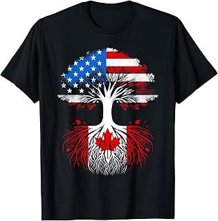 Canadian Roots USA American Grown Canada Flag Maple Leaf T-Shirt