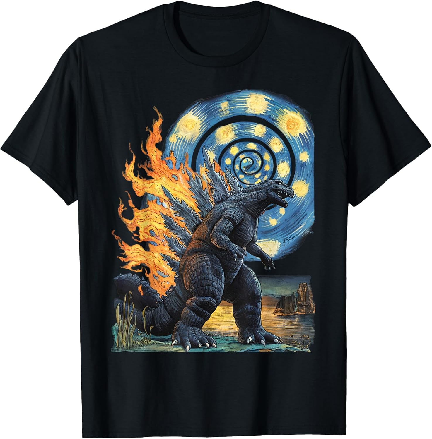 Kaiju Starry Night Japanese Art Anime Van Gogh Funny Gifts T-Shirt