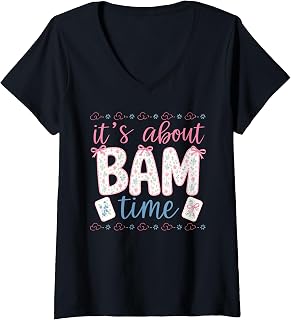 Women's Coquette Funny Mahjong It's About Bamn Time Outfit V-Neck T-Shirt