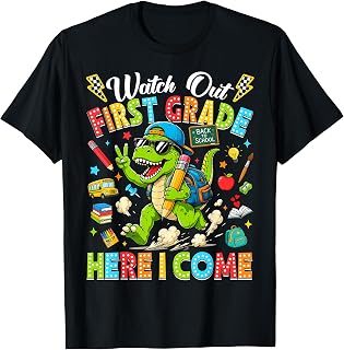 Watch Out First Grade Here I Come Dino First Day of School T-Shirt