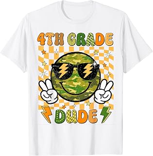 Retro 4th Grade Back to School Boys First Grade Dude Camo T-Shirt