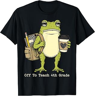Back to School Off to Teach 4th Grade Frog Teacher Kid T-Shirt