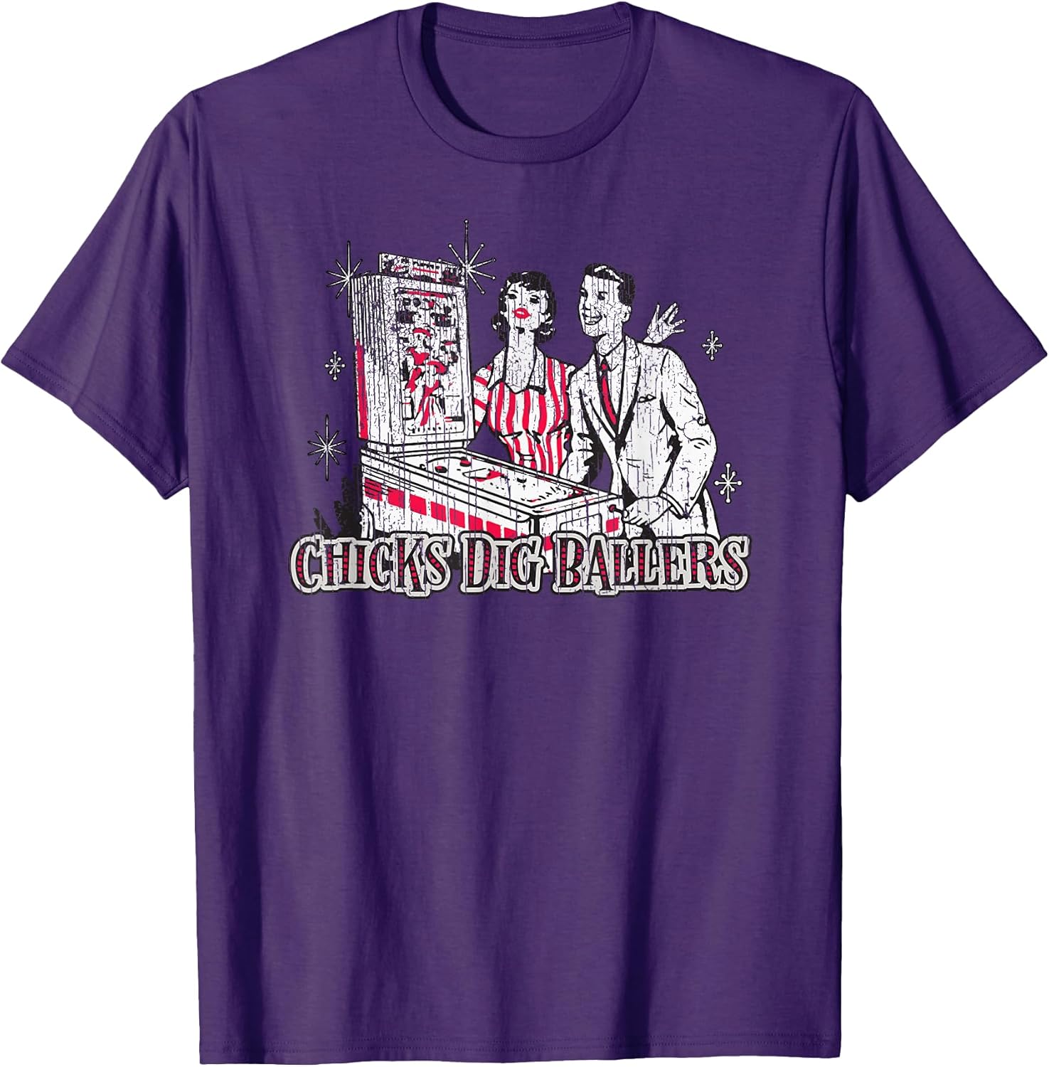 Chicks Dig Ballers Vintage Arcade Pinball T-Shirt T-Shirt