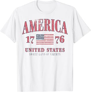 Retro 4th of July America Shirt Patriotic Aesthetic USA Tee T-Shirt