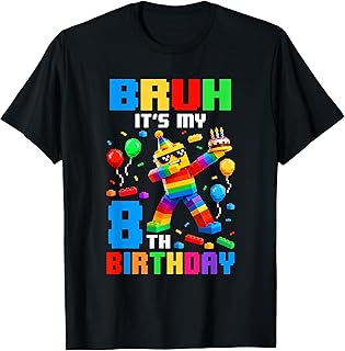 Bruh It's My 8th Birthday Building Brick 8 Years Old Boys T-Shirt
