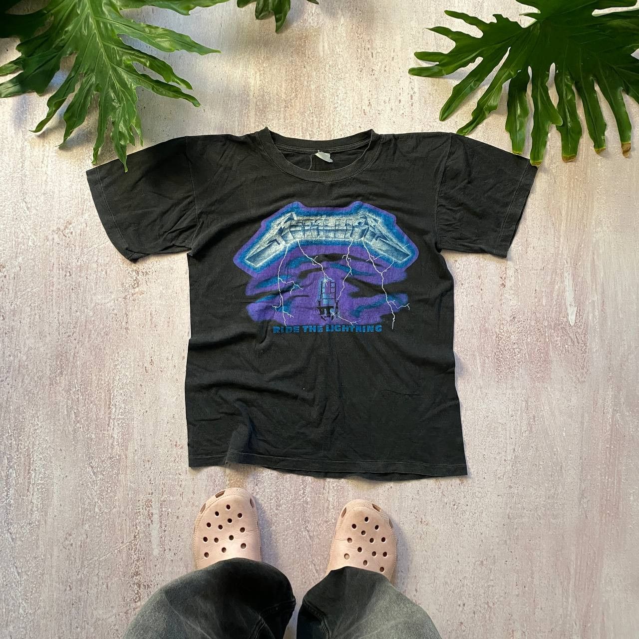 Band Tees Vintage 80s Metallica Ride The Lighting Thrashed Faded Tee Hoodie, Sweatshirt | PodTeesHub.com