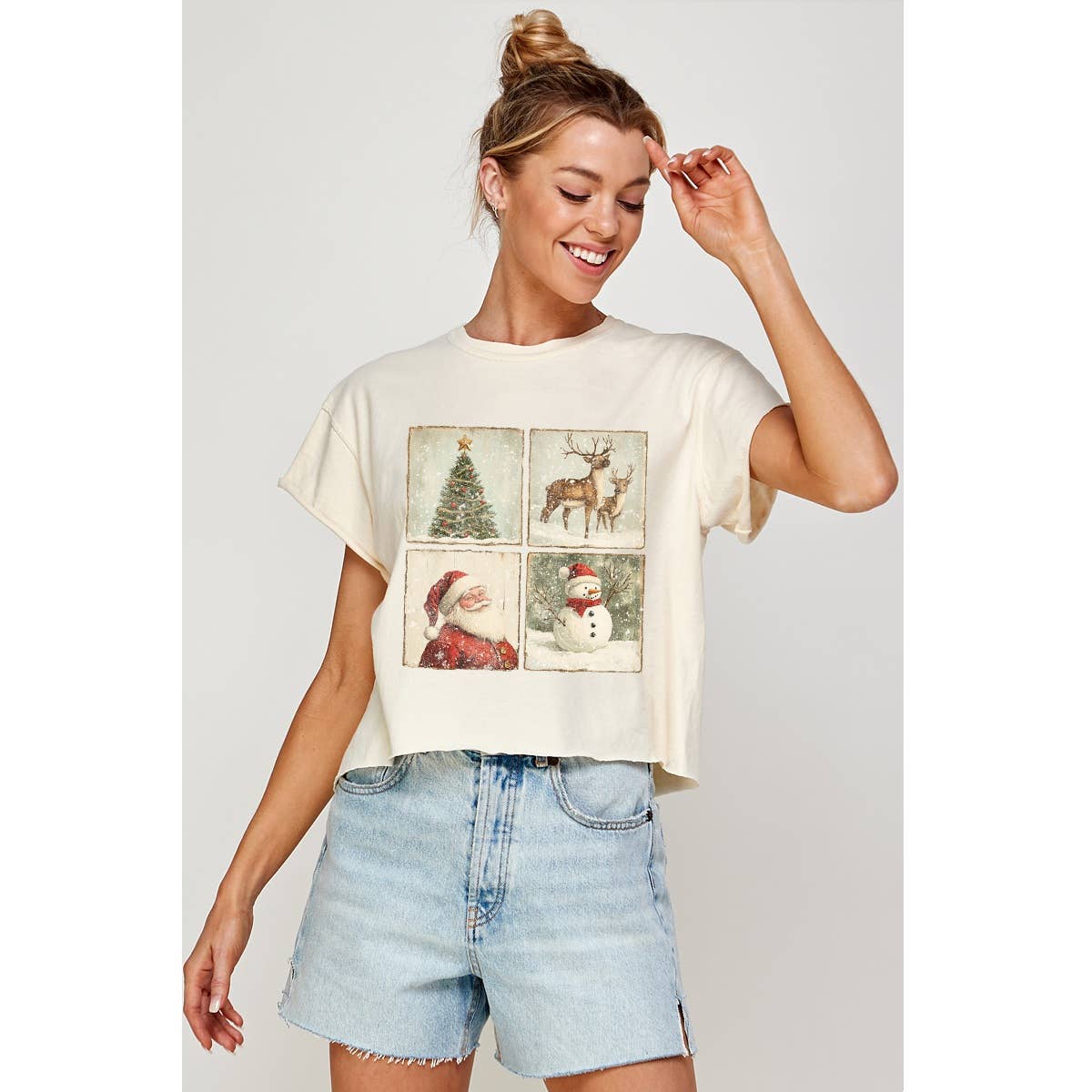 Retro Christmas Society Vintage Graphic Crop Tee Hoodie, Sweatshirt | PodTeesHub.com