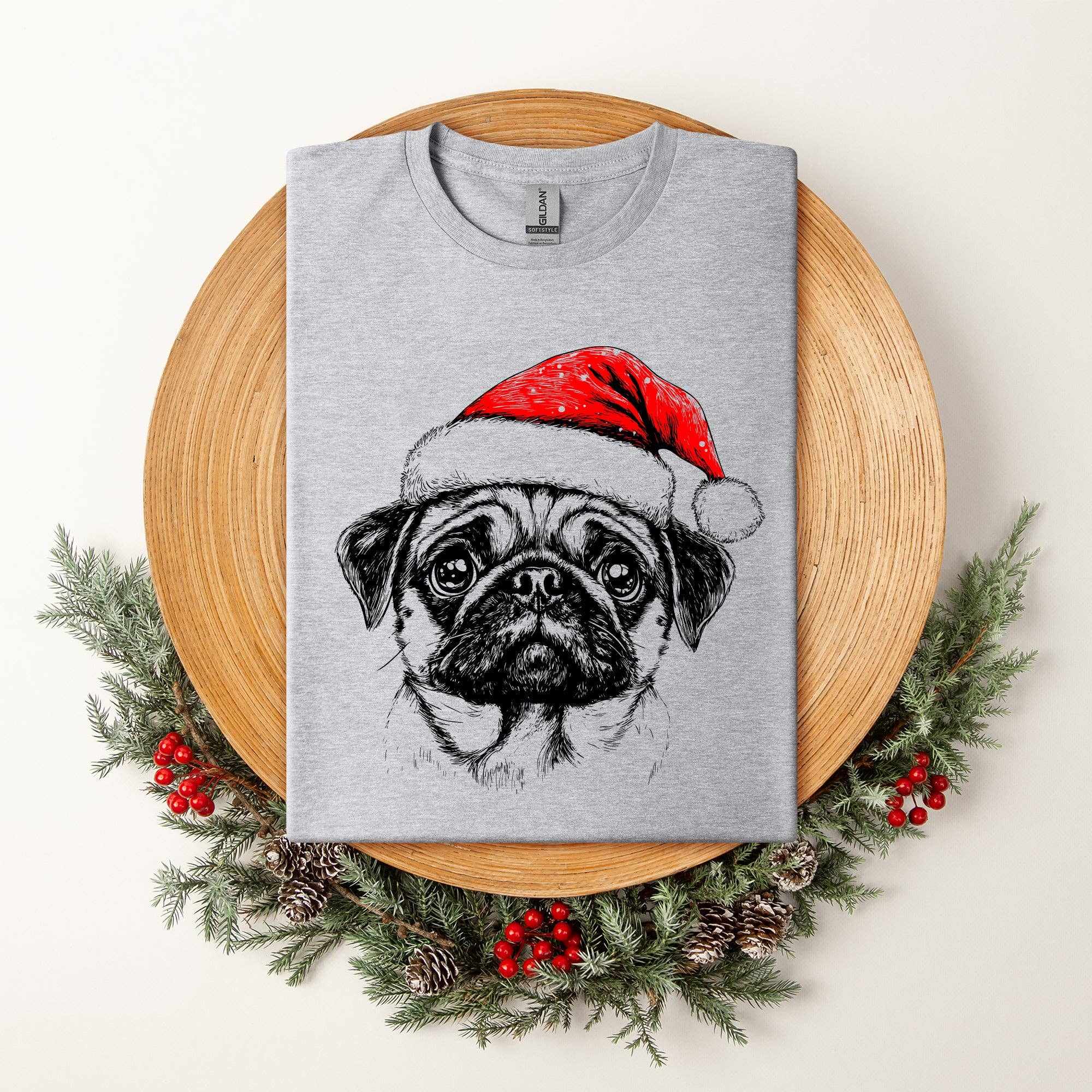 Pug, Santa, Dog, Christmas, Dog Lover, Pet T-Shirt Hoodie, Sweatshirt | PodTeesHub.com