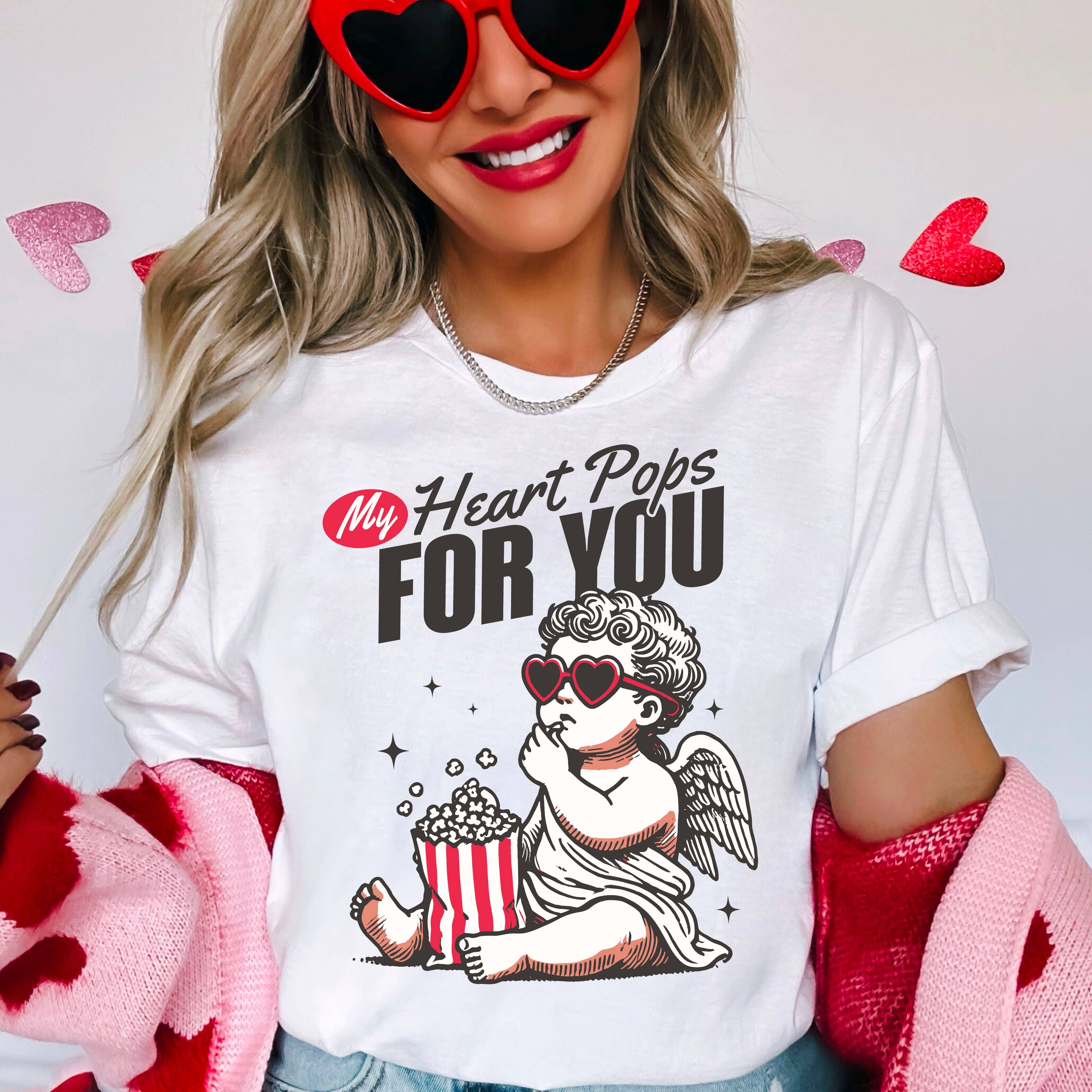 My Heart Pops For You  Valentines Graphic Shirt | Gildan Hoodie, Sweatshirt | PodTeesHub.com