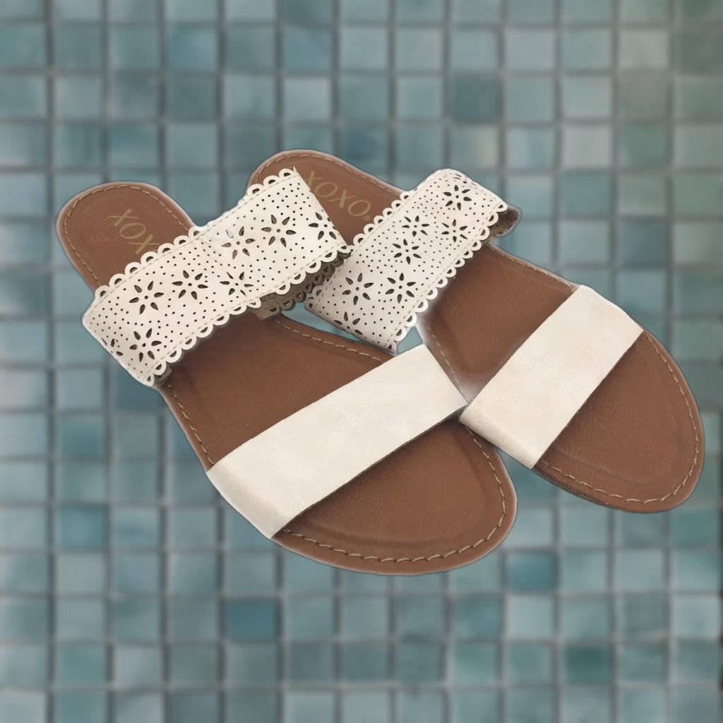 Xoxo Slide Sandals Roxboro Flat Synthetic Casual Ivory Size 7 5 M T-Shirts, Hoodie, Sweatshirt