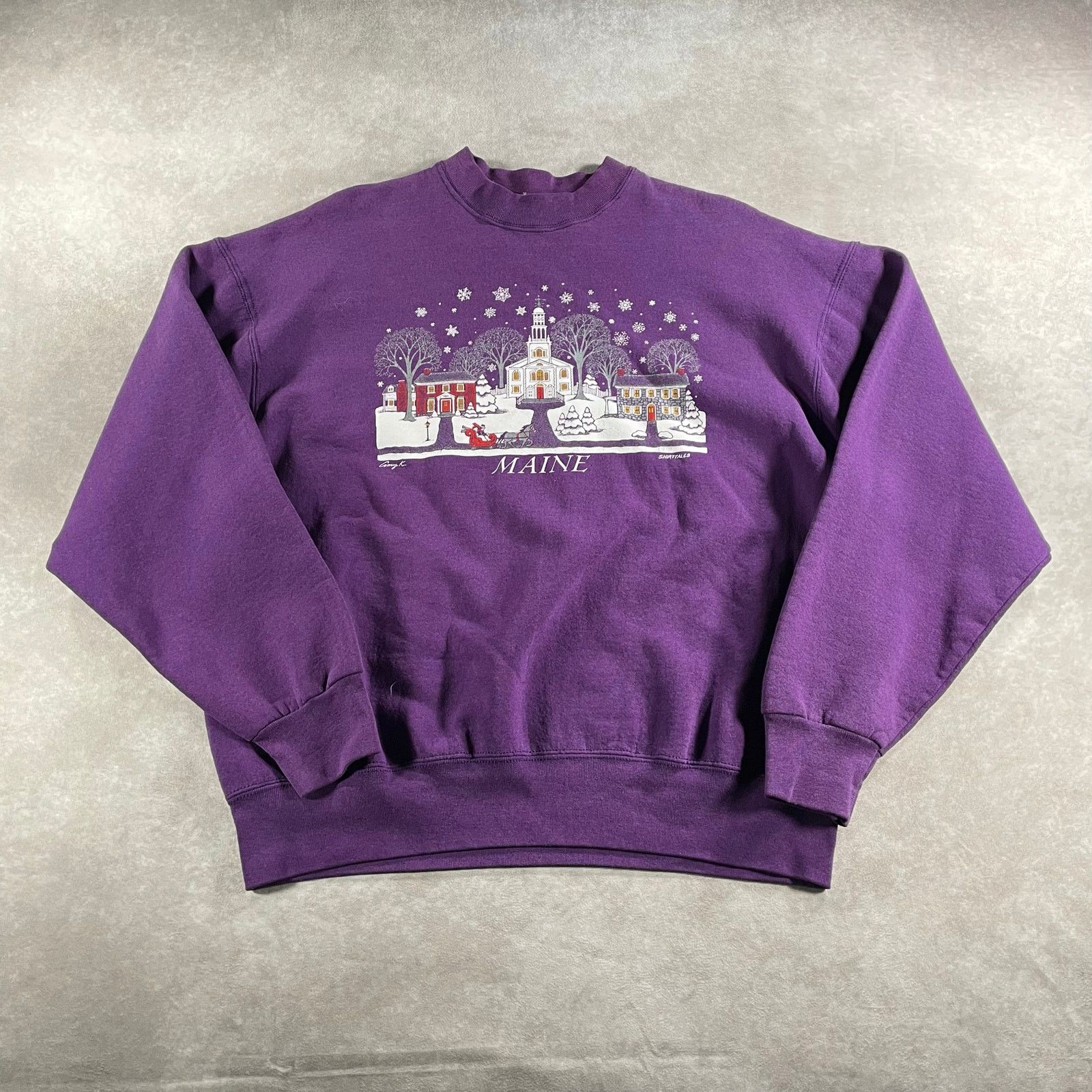 Vintage 90 S Maine Snow Day Nature Graphic Sweatshirt Size Xl T-Shirts, Hoodie | PodTeesHub.com