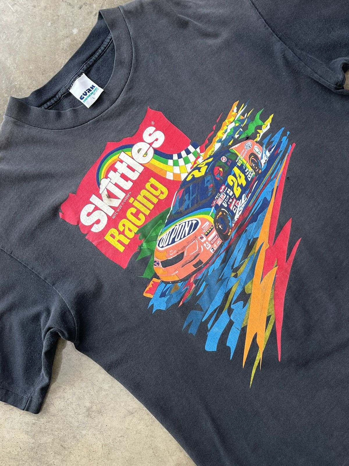 Vintage Nascar Jeff Gordon Dupont Skittles Racing Tee Large Hoodie, Sweatshirt | PodTeesHub.com
