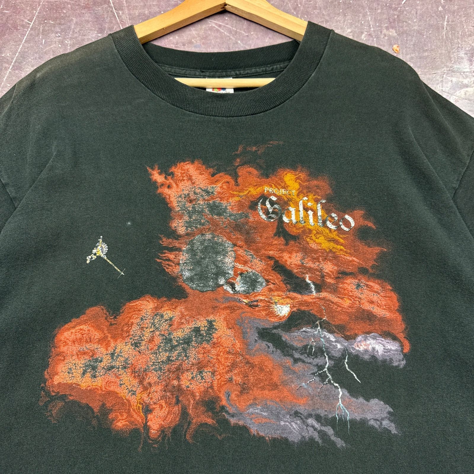 Vintage 90s Black Galileo Lightning Usa Made Graphic Tee Xl 3652 Hoodie, Sweatshirt | PodTeesHub.com