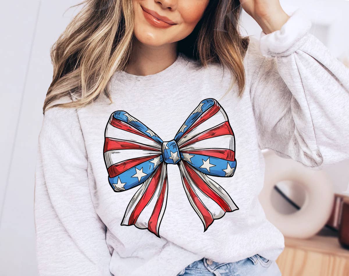 4th of July Coquette Bow American Flag - Sweatshirt T-Shirts, Hoodie | PodTeesHub.com