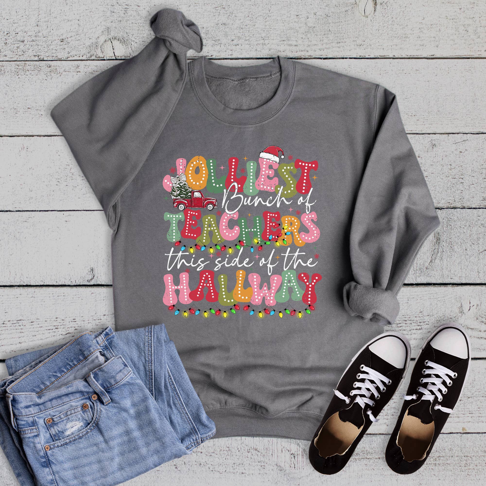 Christmas Jolliest Bunch of Teachers Sweatshirt T-Shirts, Hoodie | PodTeesHub.com