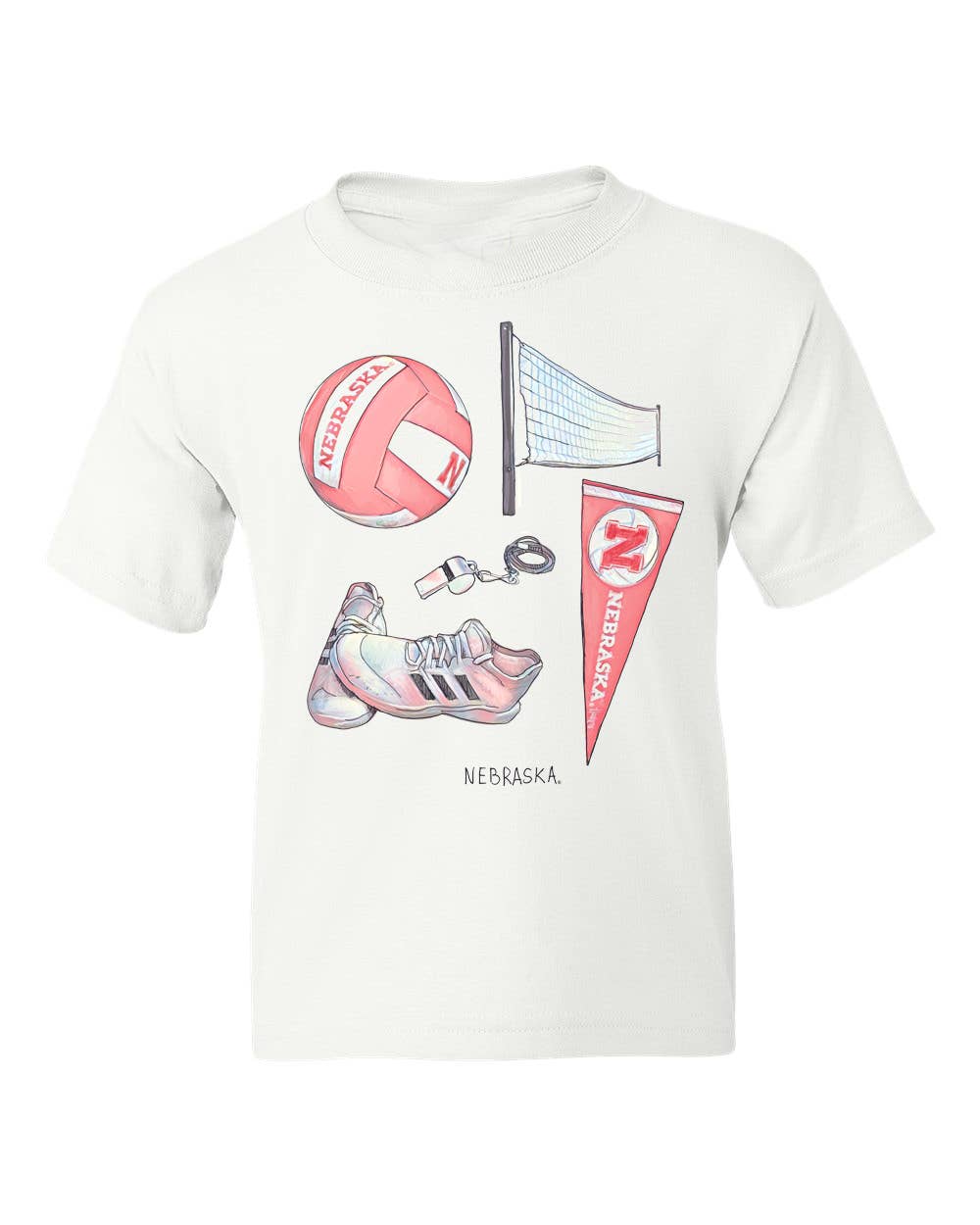 Children's Nebraska Huskers Volleyball Memorabilia White Tee Hoodie, Sweatshirt | PodTeesHub.com