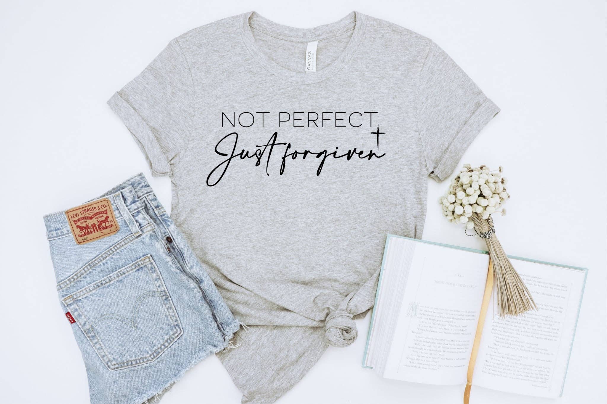 New Christian Not Perfect Forgiven Grey Spring Graphic Tee Hoodie, Sweatshirt | PodTeesHub.com
