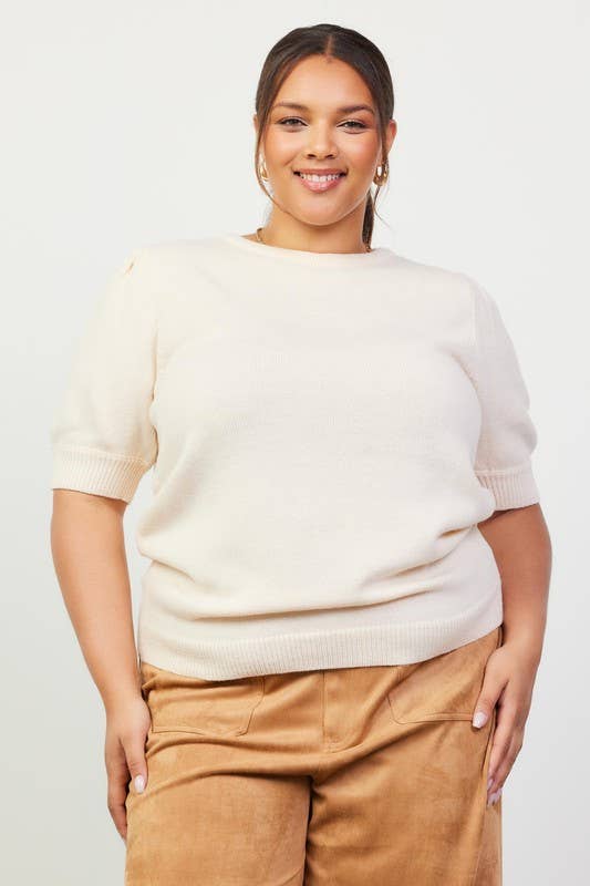 Plus Size Recycled Yarn Short Sleeve Sweater Top T-Shirts, Hoodie, Sweatshirt | PodTeesHub.com