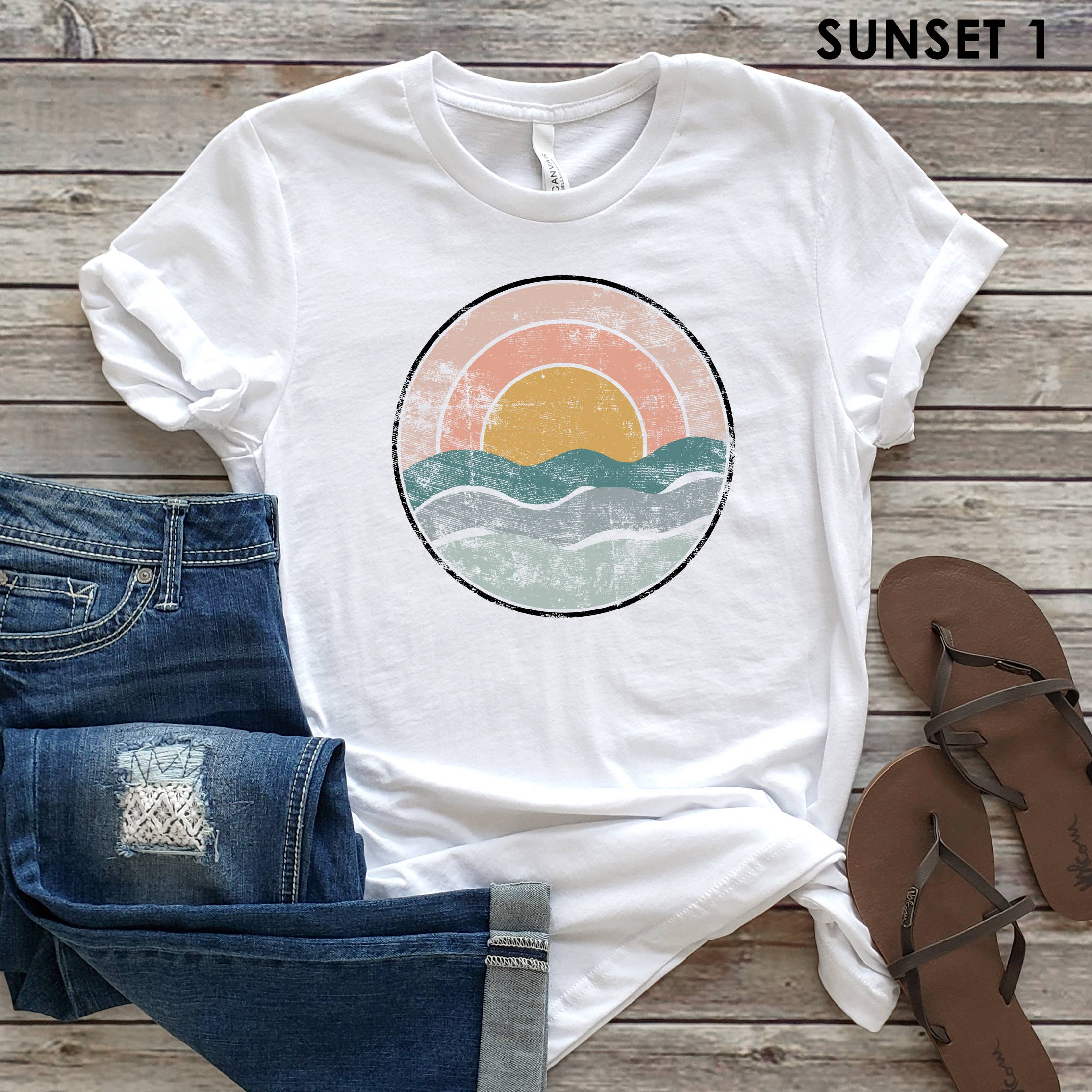 Sunset Circle Tee | Summer | Beach | Sizes XS-2XL Hoodie, Sweatshirt | PodTeesHub.com