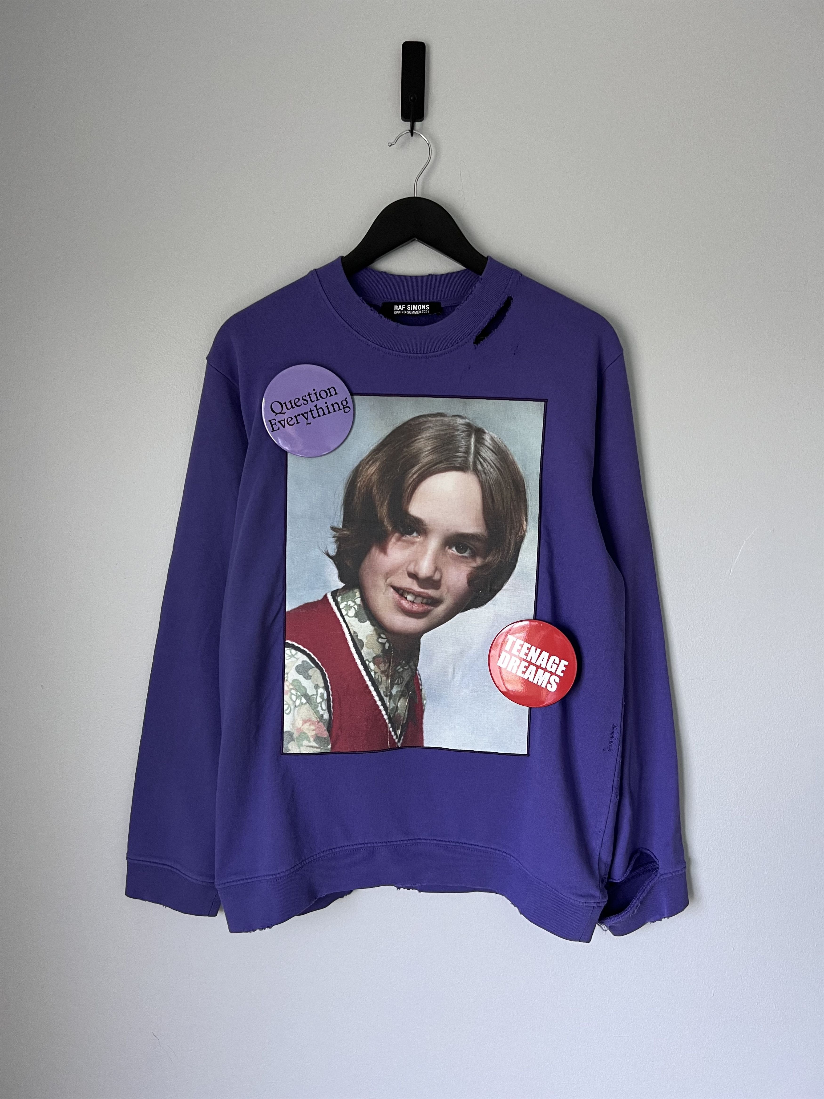 Simons Raf Simons Teenage Dreams Destroyed Crewneck Sweatshirt T-Shirts, Hoodie | PodTeesHub.com