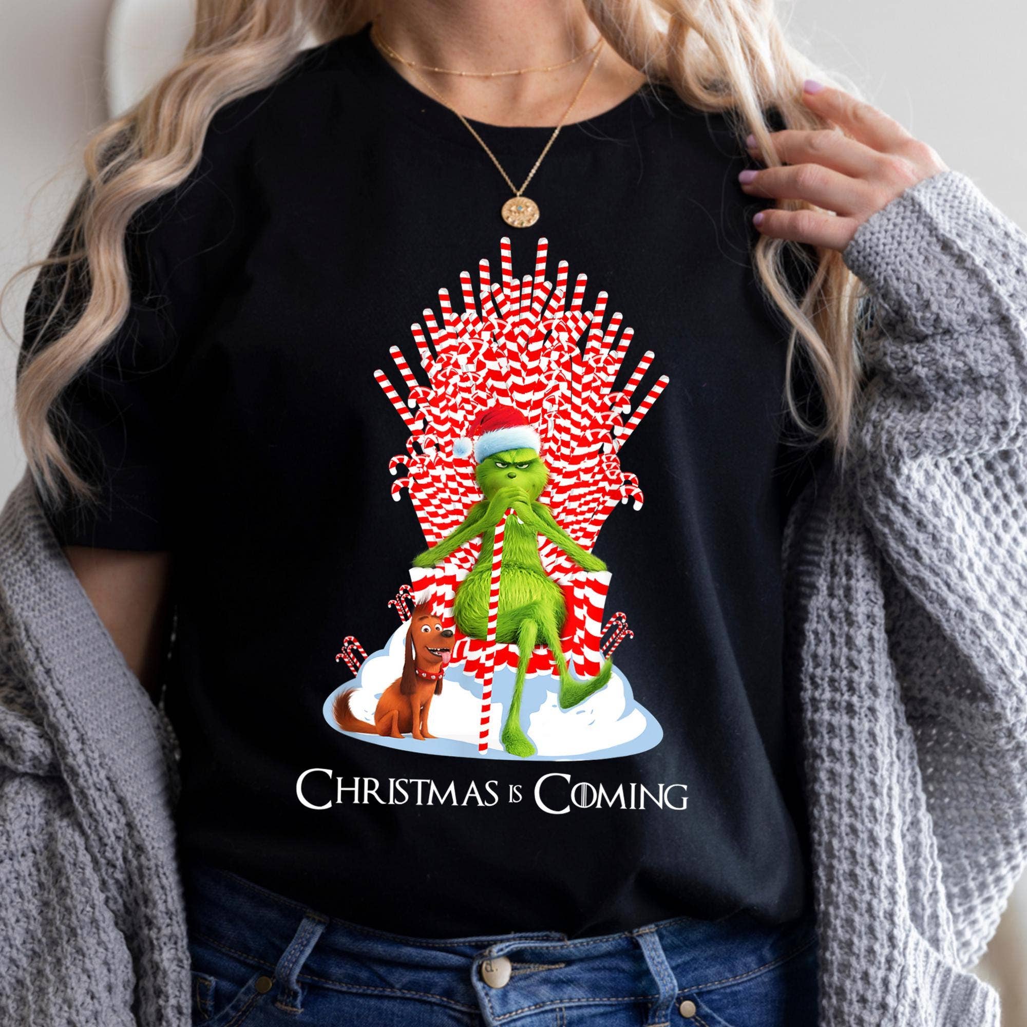 Grinch Candy Cane Throne Funny Christmas T-Shirt Hoodie, Sweatshirt | PodTeesHub.com