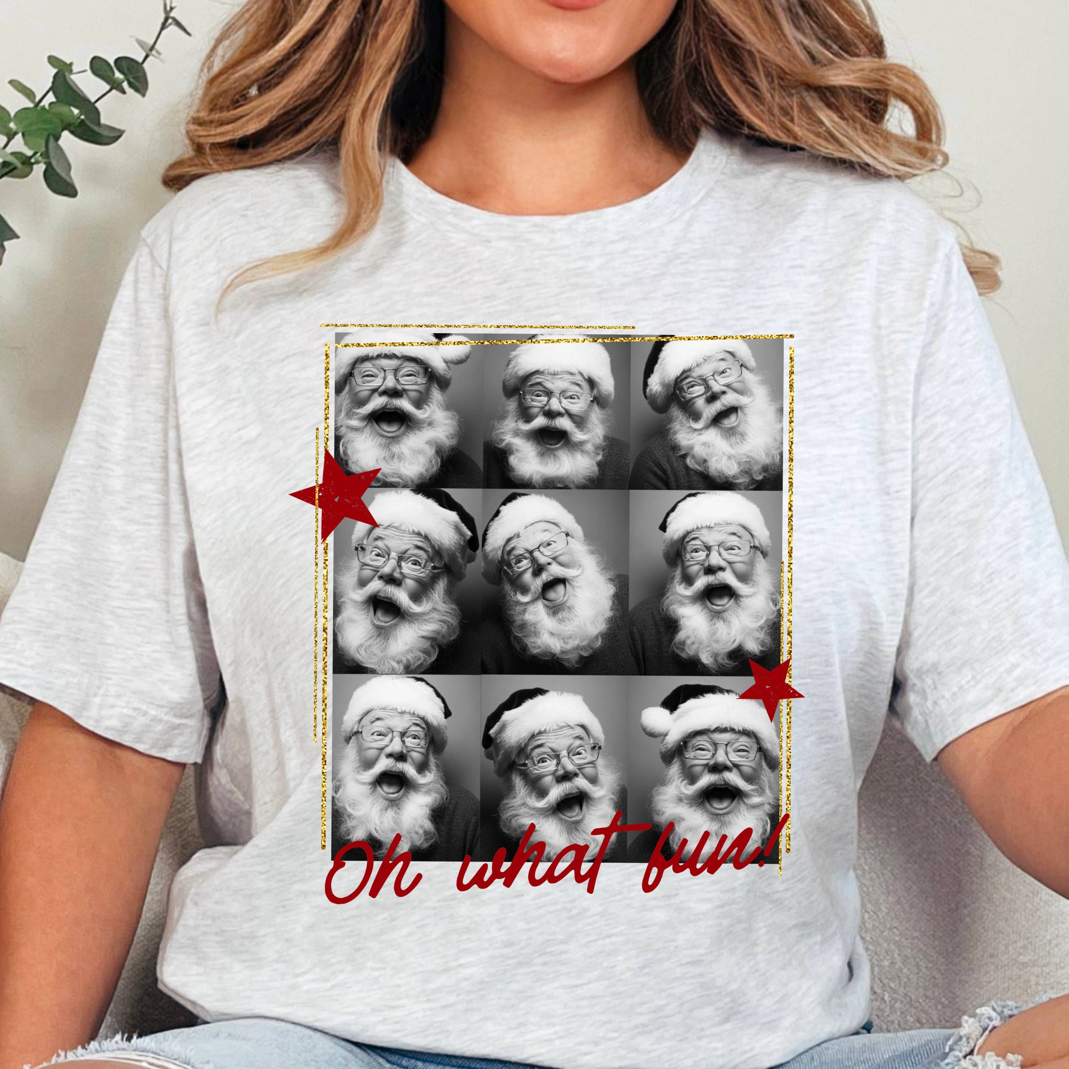 Oh What Fun Santa Christmas Graphic T-Shirt | Gildan Hoodie, Sweatshirt | PodTeesHub.com