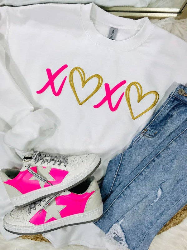 Xoxo Heart Puff Sweatshirt T-Shirts, Hoodie | PodTeesHub.com