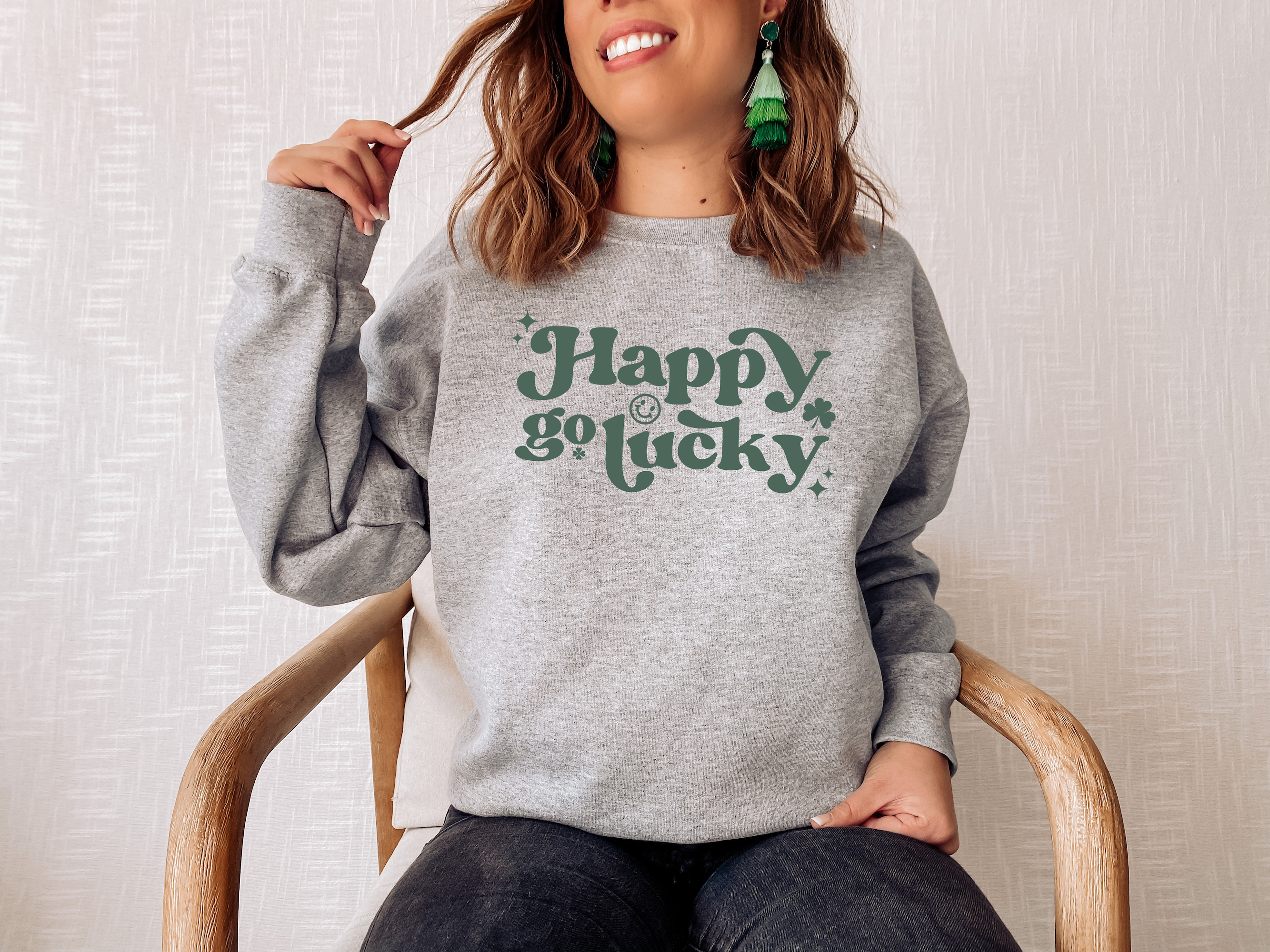 St. Patricks Day Sweatshirt, Happy Go Lucky, Graphic Apparel T-Shirts, Hoodie | PodTeesHub.com