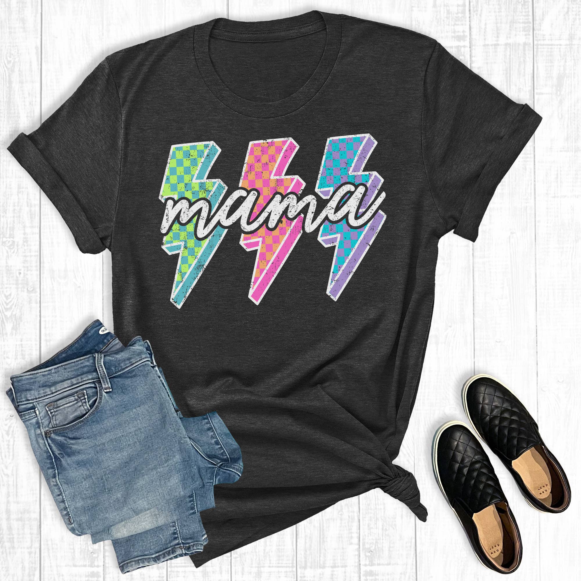 Retro Checkered Lightning Social Club Graphic Tee Hoodie, Sweatshirt | PodTeesHub.com