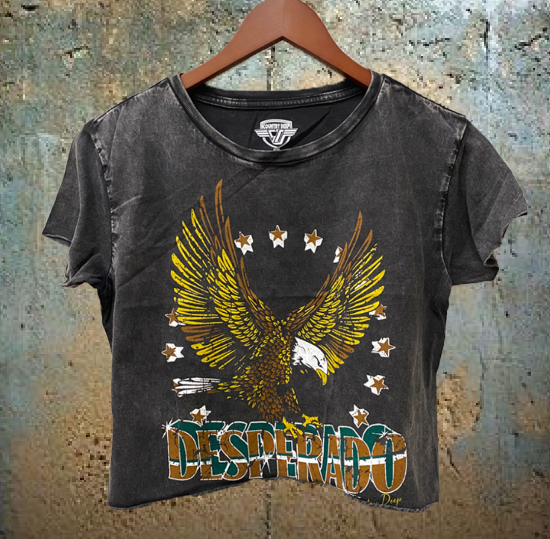 Desperado Regular Cropped Acid Wash T-Shirt Hoodie, Sweatshirt | PodTeesHub.com