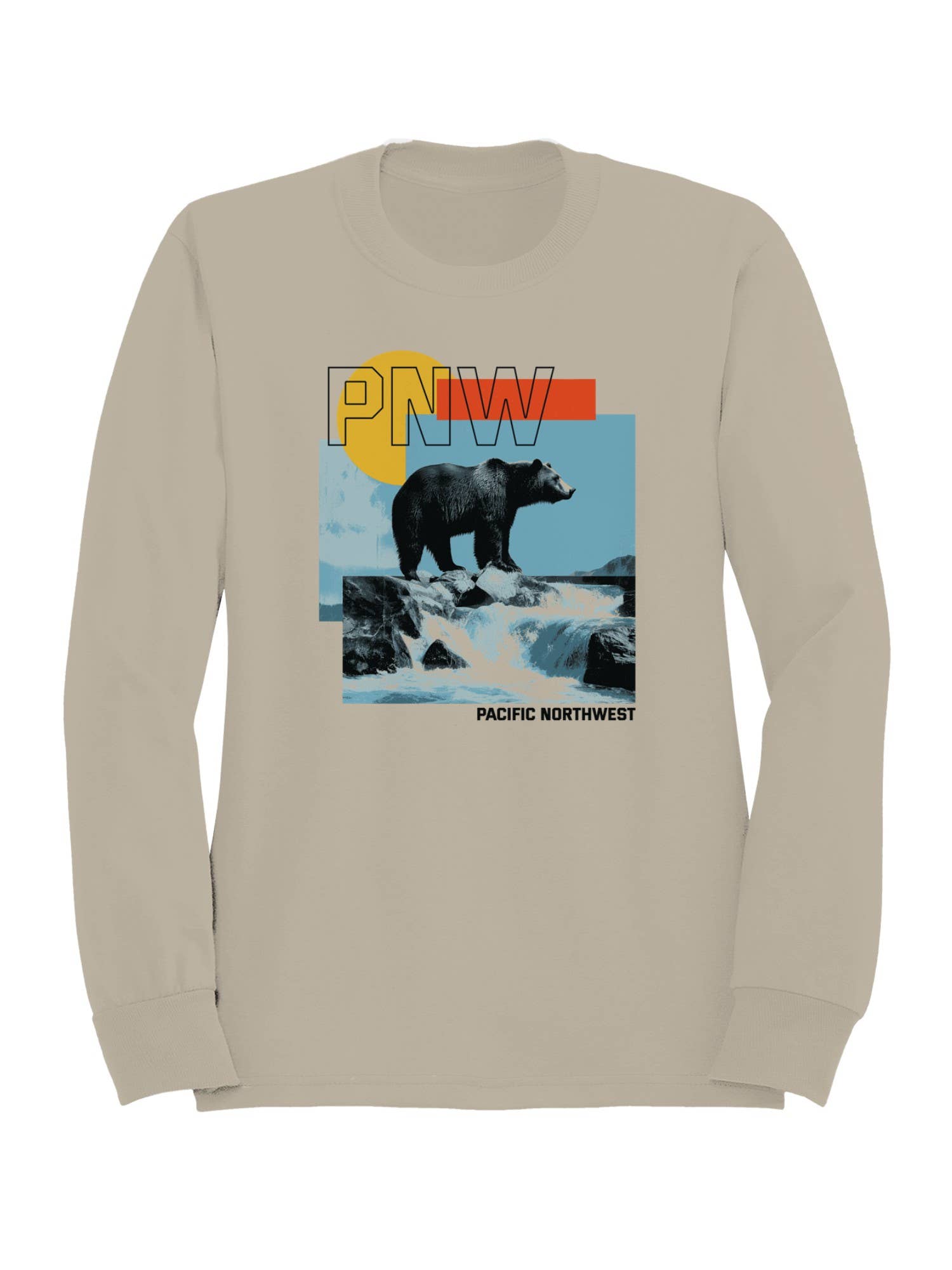Pnw Bear with Scenic Cascade Men's Sweatshirt T-Shirts, Hoodie | PodTeesHub.com