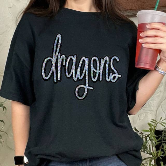 Dragons Sequin Patch Black Everyday Tee Hoodie, Sweatshirt | PodTeesHub.com