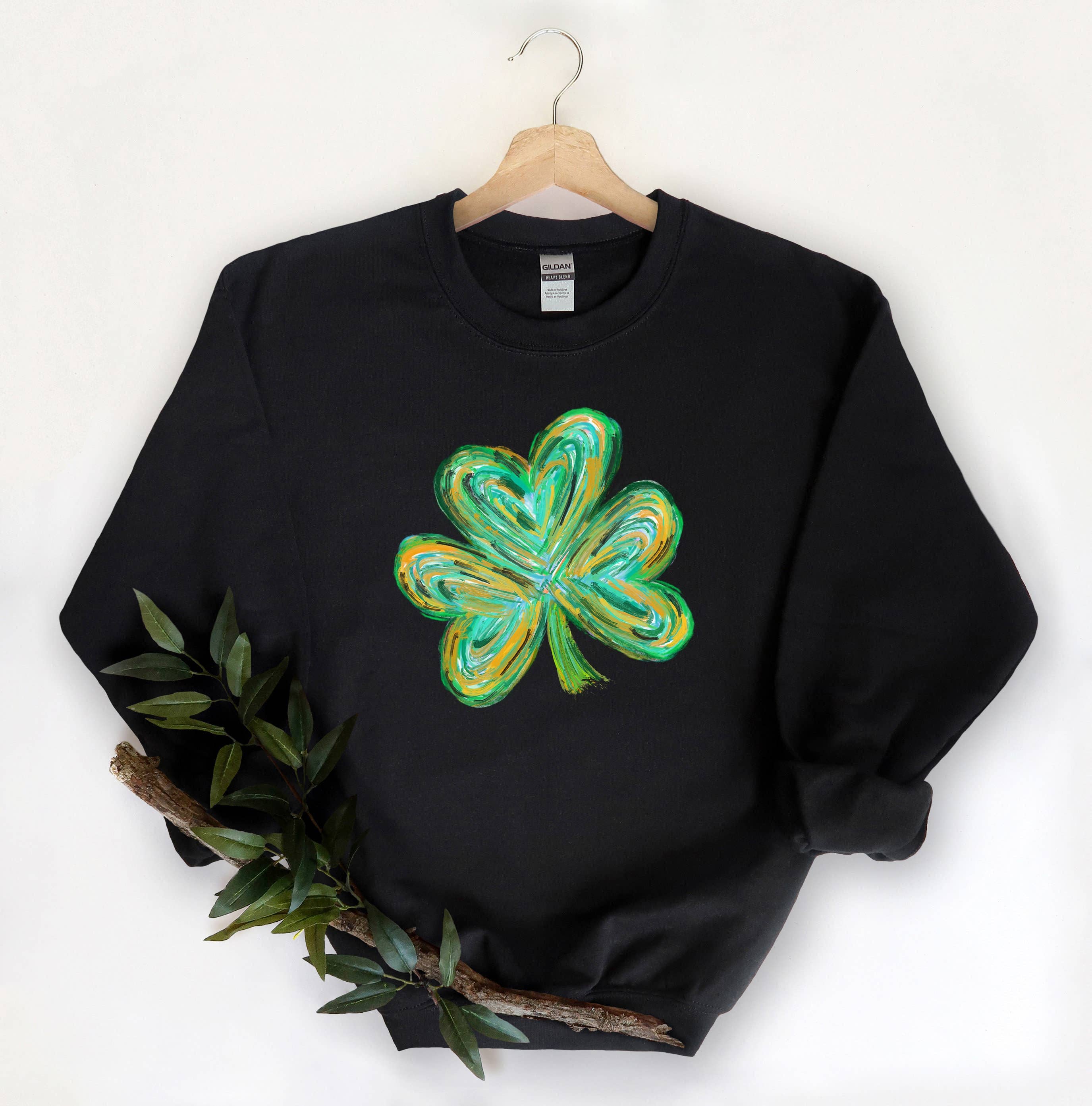 Cute Watercol St Patricks Four Leaf Clover Shirt Sweatshirt Hoodie | PodTeesHub.com
