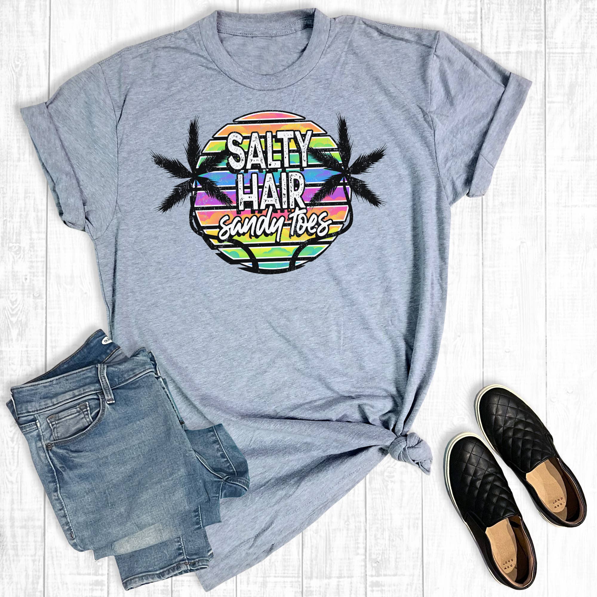 Summer Salty Hair Sandy Toes Graphic Tee Hoodie, Sweatshirt | PodTeesHub.com