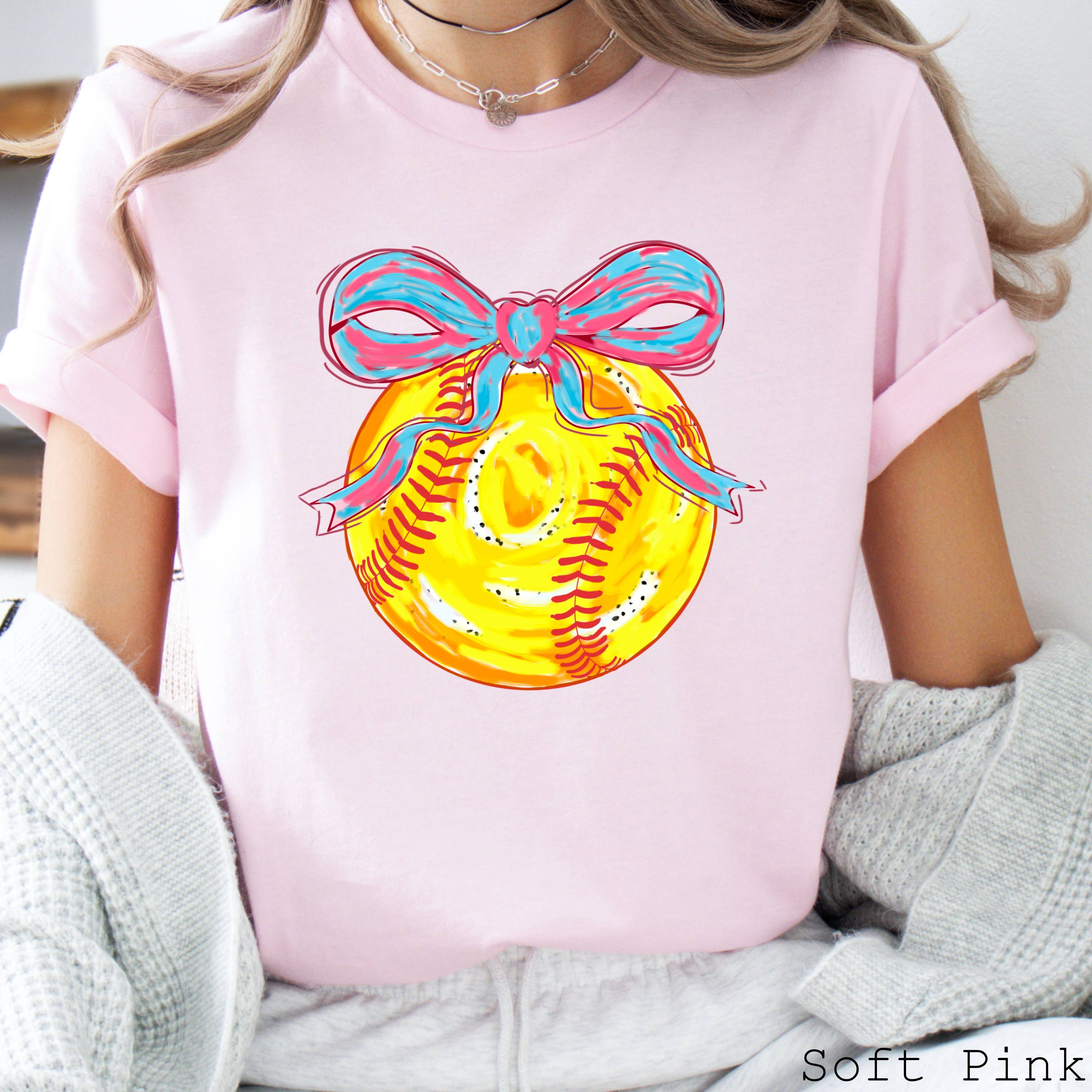 Coquette Softball Graphic Tee | Bella Canvas Hoodie, Sweatshirt | PodTeesHub.com