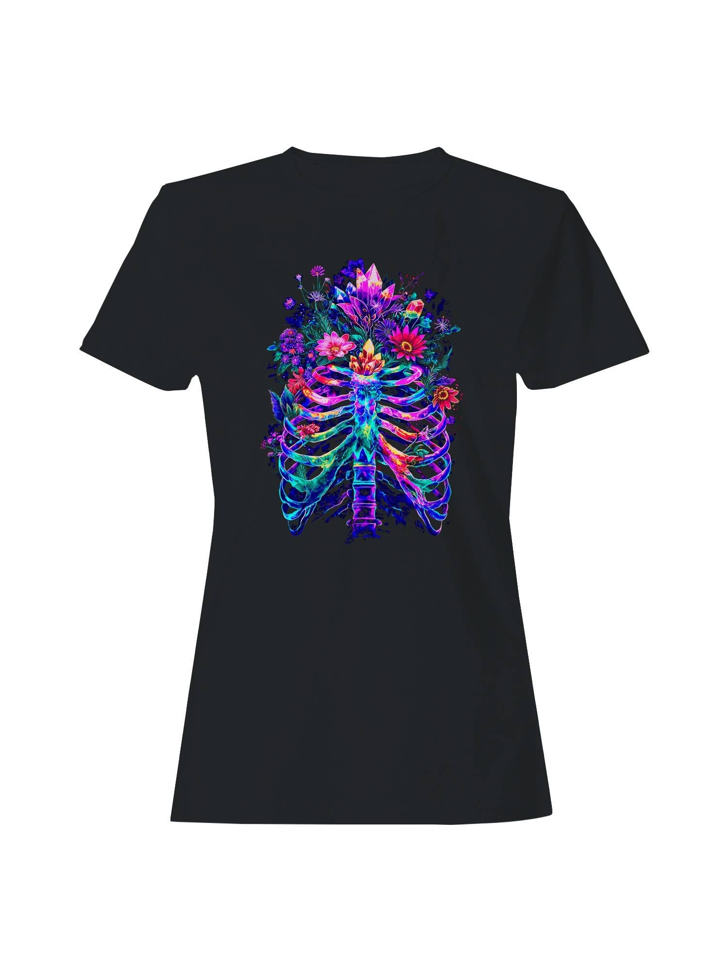 Vivid Floral Ribcage Art Women's T-Shirt Hoodie, Sweatshirt | PodTeesHub.com