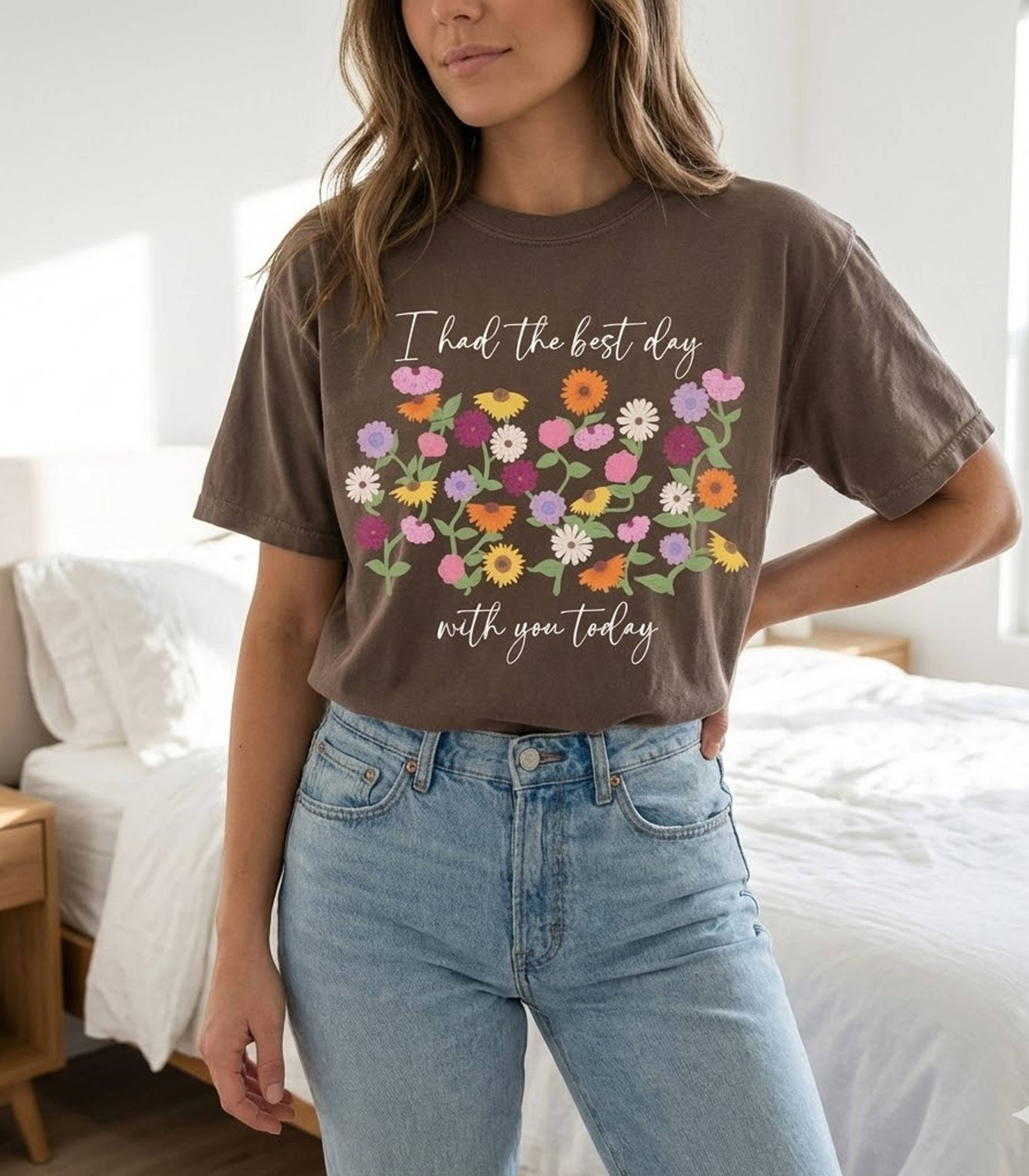 Retro Floral "I Had the Best Day" Tee Hoodie, Sweatshirt | PodTeesHub.com