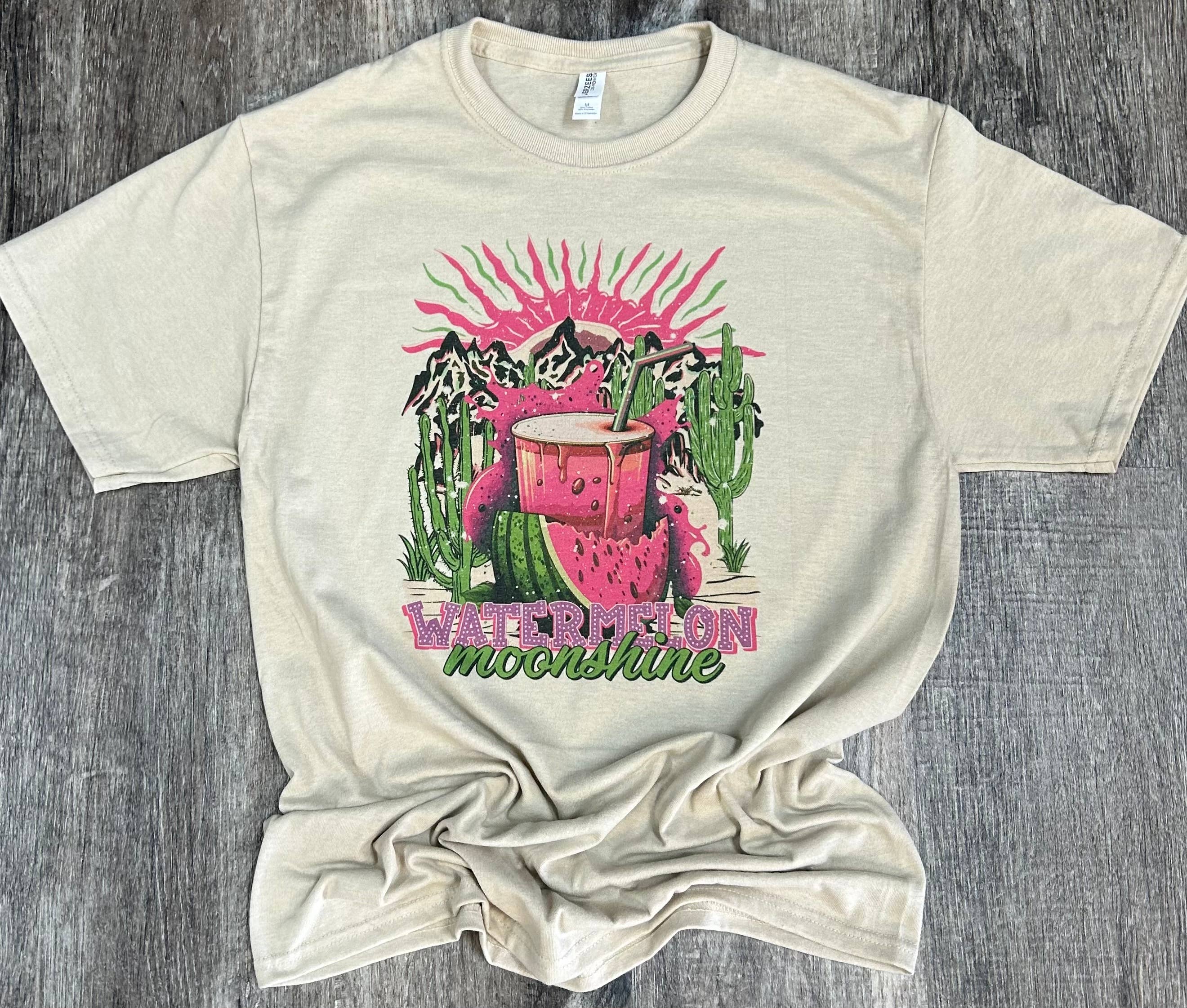 Watermelon Moonshine On Sand Tee Hoodie, Sweatshirt | PodTeesHub.com