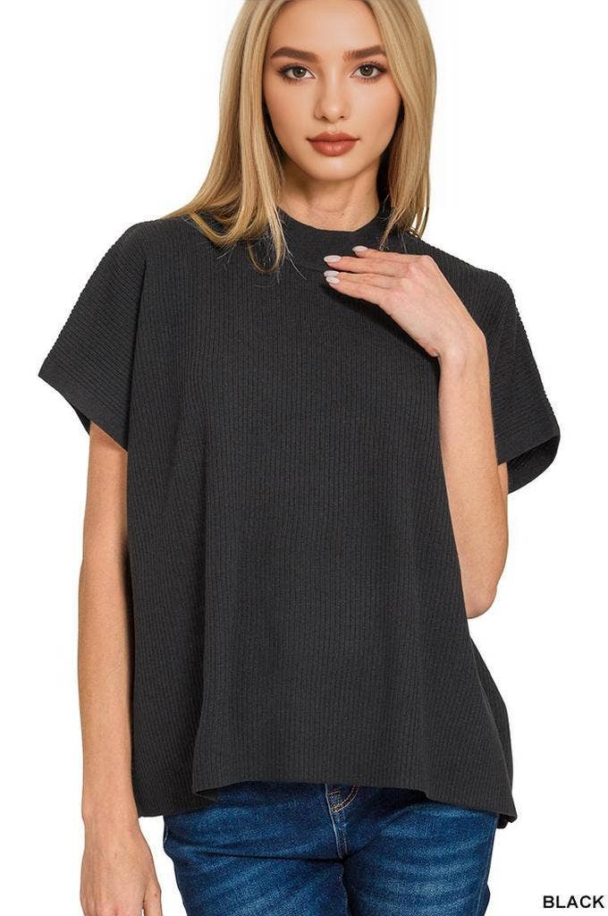 ...0807 Viscose Mock Neck Short Sleeve Boxy Sweater SI-28297 T-Shirts, Hoodie, Sweatshirt | PodTeesHub.com
