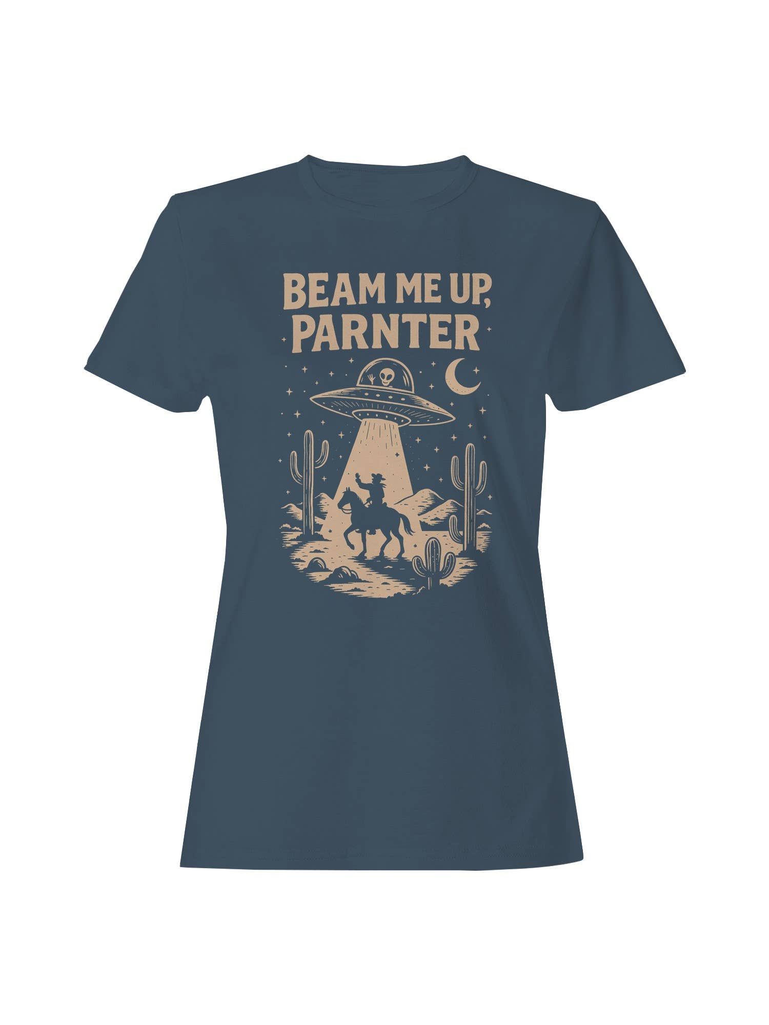 Beam Me Up, Parner Ufo Cowboy Women's T-Shirt Hoodie, Sweatshirt | PodTeesHub.com