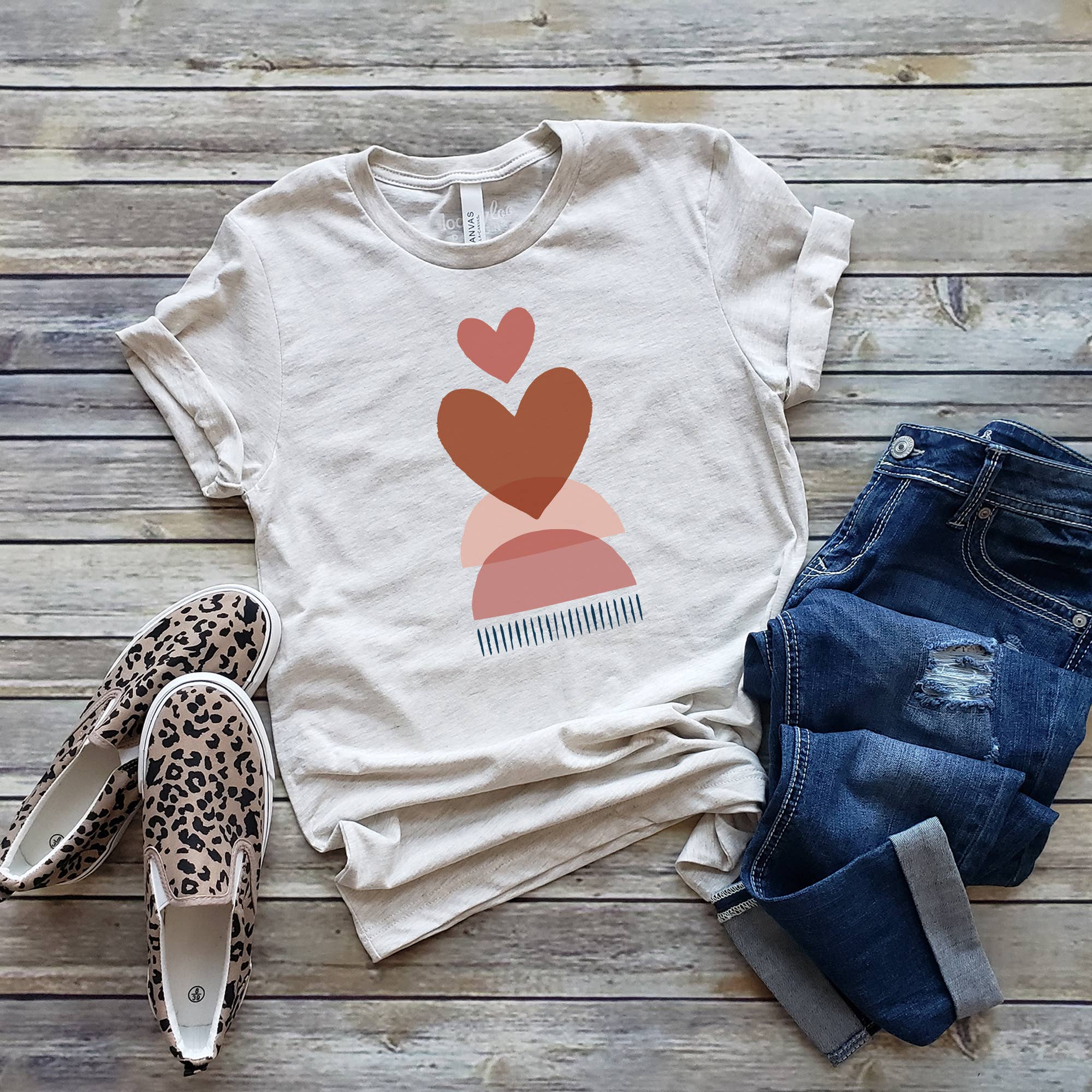 Boho Heart Stack Tee | Sizes XS-2XL Hoodie, Sweatshirt | PodTeesHub.com