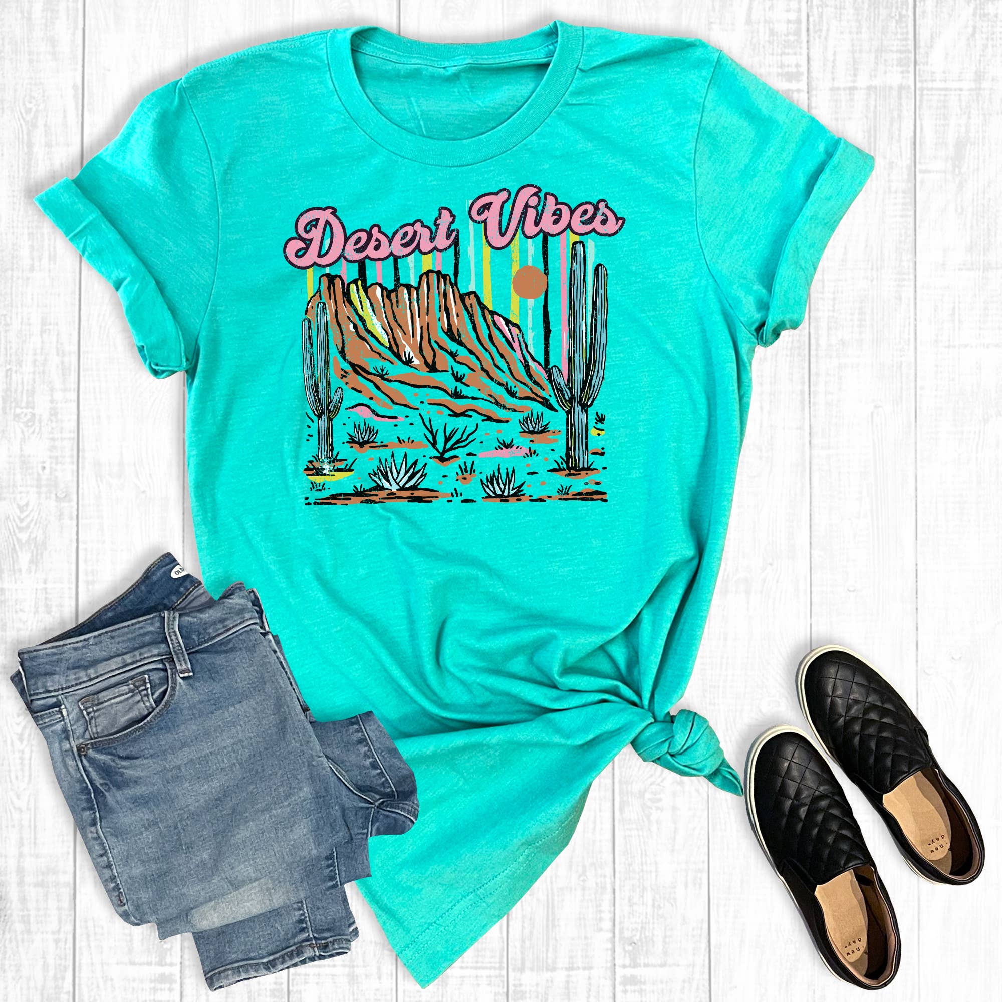 Western Retro Desert Vibes Graphic Tee Hoodie, Sweatshirt | PodTeesHub.com