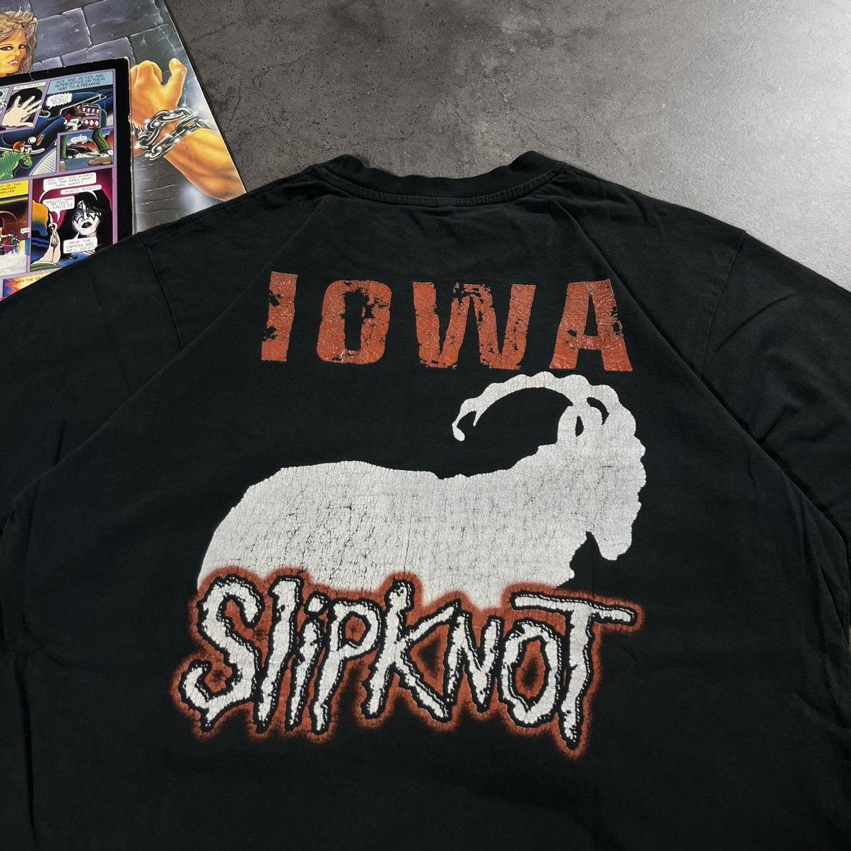 Vintage 00s Slipknot Iowa Goat Big Logo Heavy Metal Tee Hoodie, Sweatshirt | PodTeesHub.com