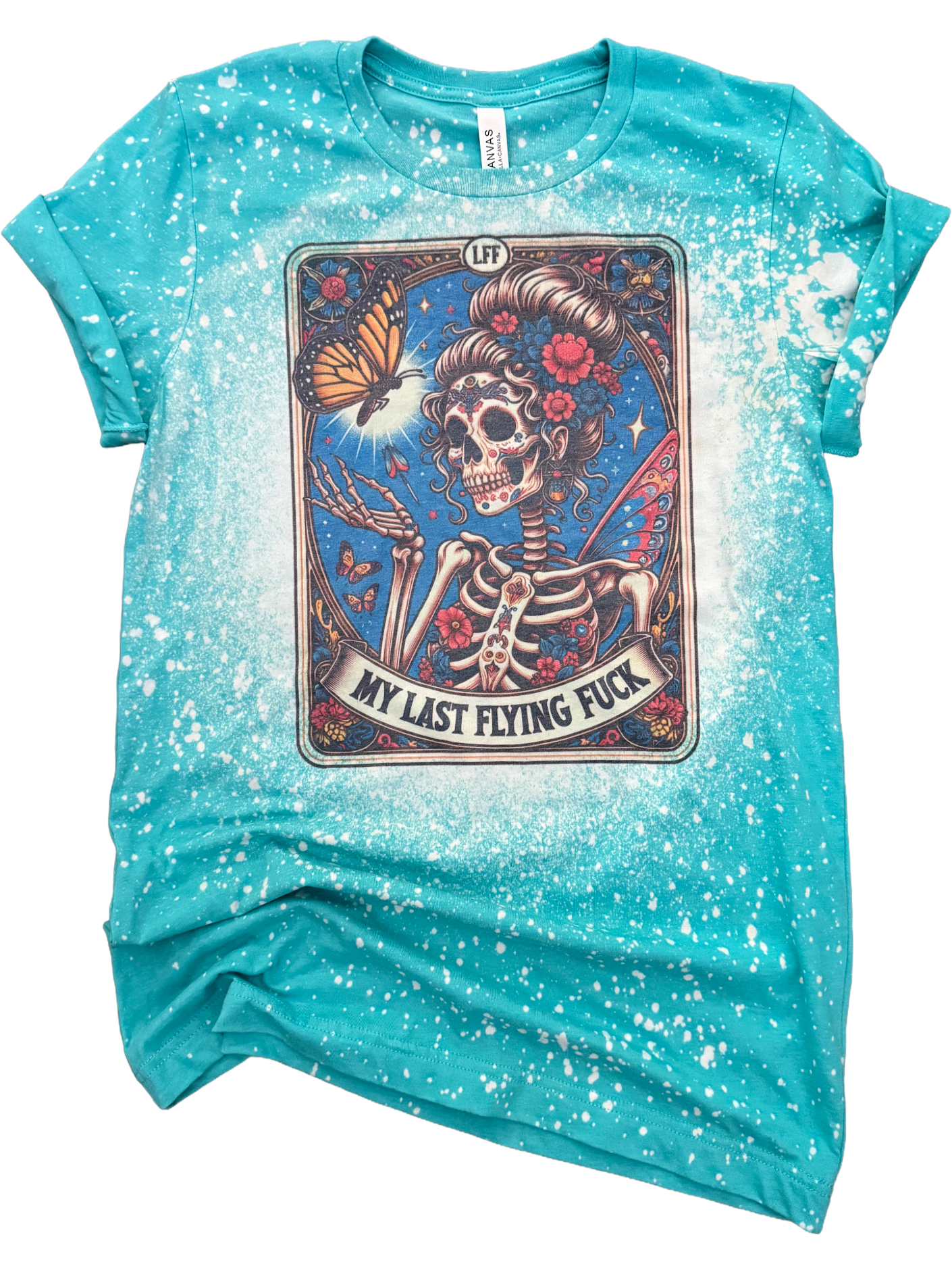 My Last Flying F*Ck - Skeleton Tarot Card Bleached Tee Hoodie, Sweatshirt | PodTeesHub.com