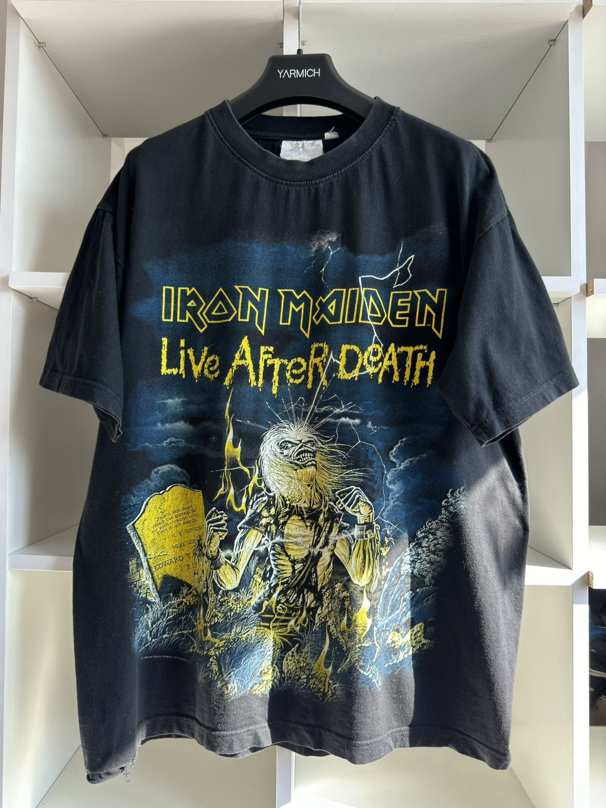 Iron Maiden X Vintage Vintage 90s Iron Maiden Allover Band Tee Hoodie, Sweatshirt | PodTeesHub.com