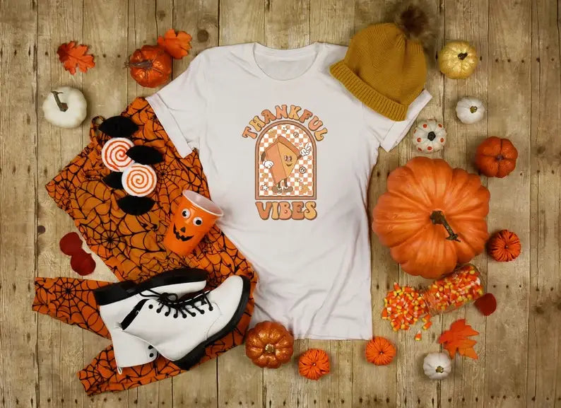 Thankful Vibes T-Shirt, Thanksgiving Shirt Hoodie, Sweatshirt | PodTeesHub.com