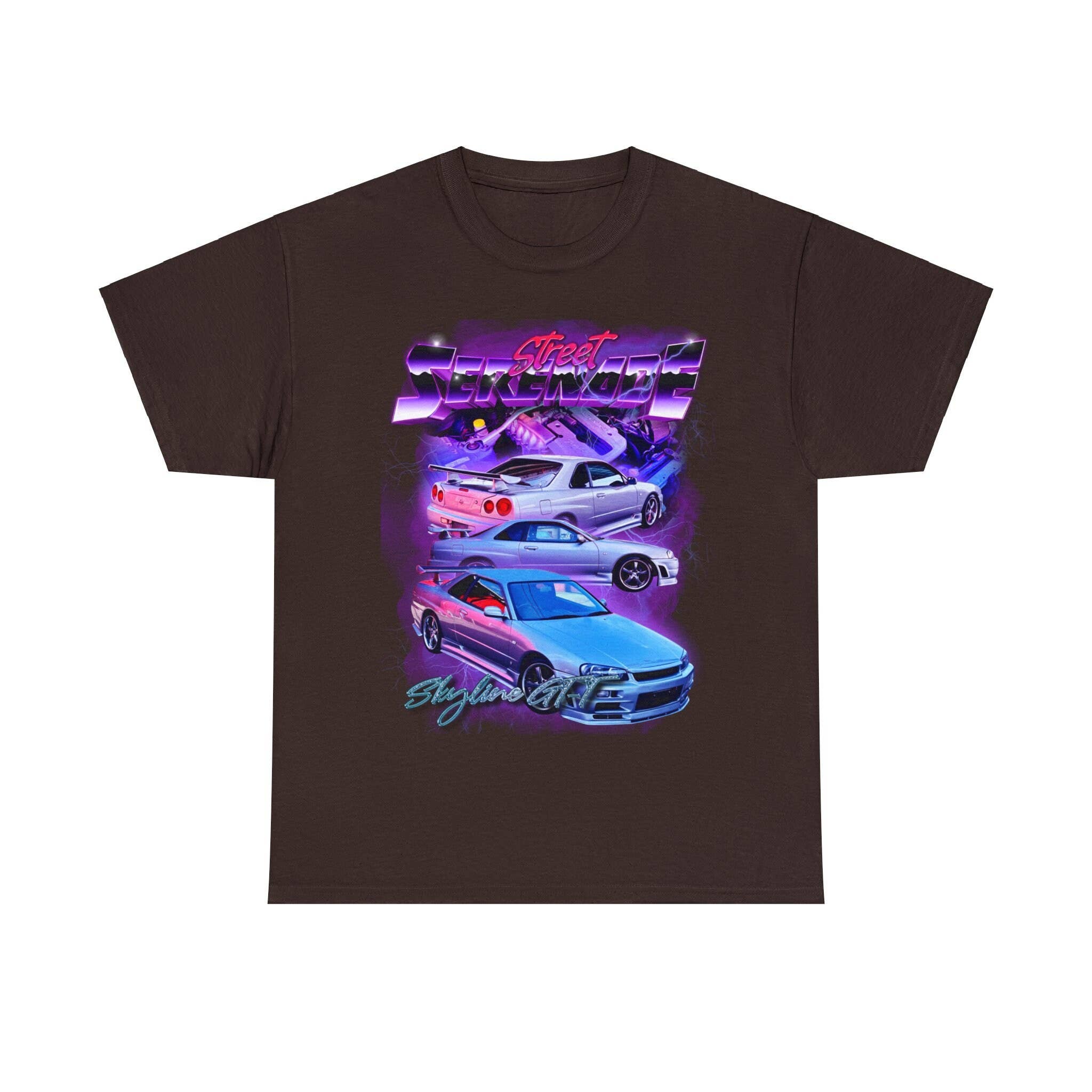 Retro Skyline Street Serenade R34 Gt-T Graphic T-Shirt Hoodie, Sweatshirt | PodTeesHub.com