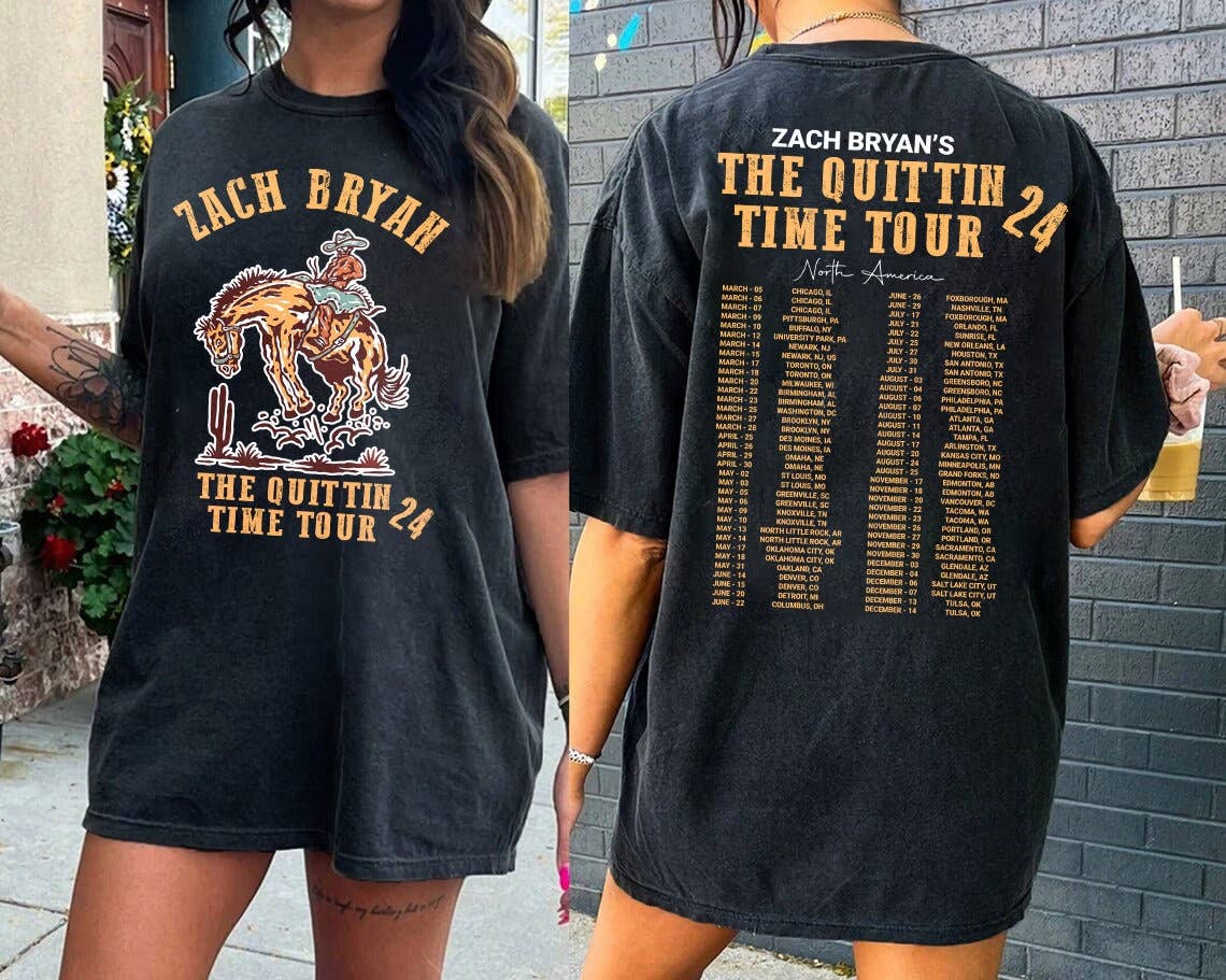 Zach Bryan the Quittin' Time Tour '24 Double-Sided T-Shirt Hoodie, Sweatshirt | PodTeesHub.com